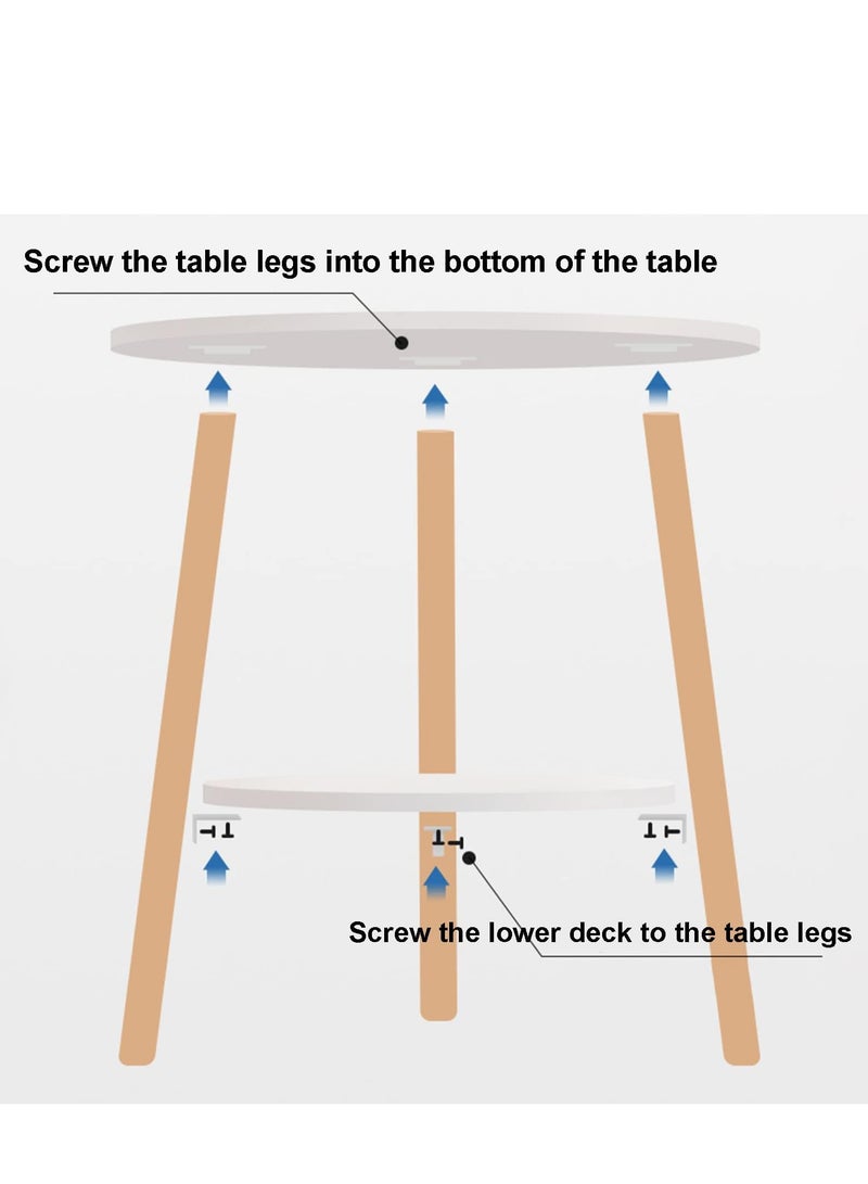 ZERIFAM Round End Table - 2 Tier Coffee Side Table, Living Room Tables, Bedside Corner Tables, Used For Bedrooms, Living Rooms, Coffee Corners, Offices. (Warm White) - Image 5