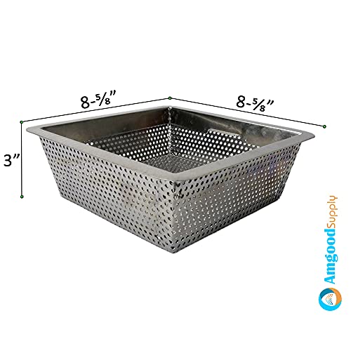 AmGood 8.5 in. x 8.5 in. x 3 in. Stainless Steel Commercial Floor Drain Strainer - Image 2