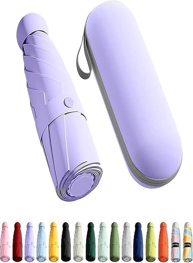DOXONZ Portable Pocket Umbrella with Pouch Case Lightweight, Foldable, Windproof & UV Coated (Purple) - Image 2