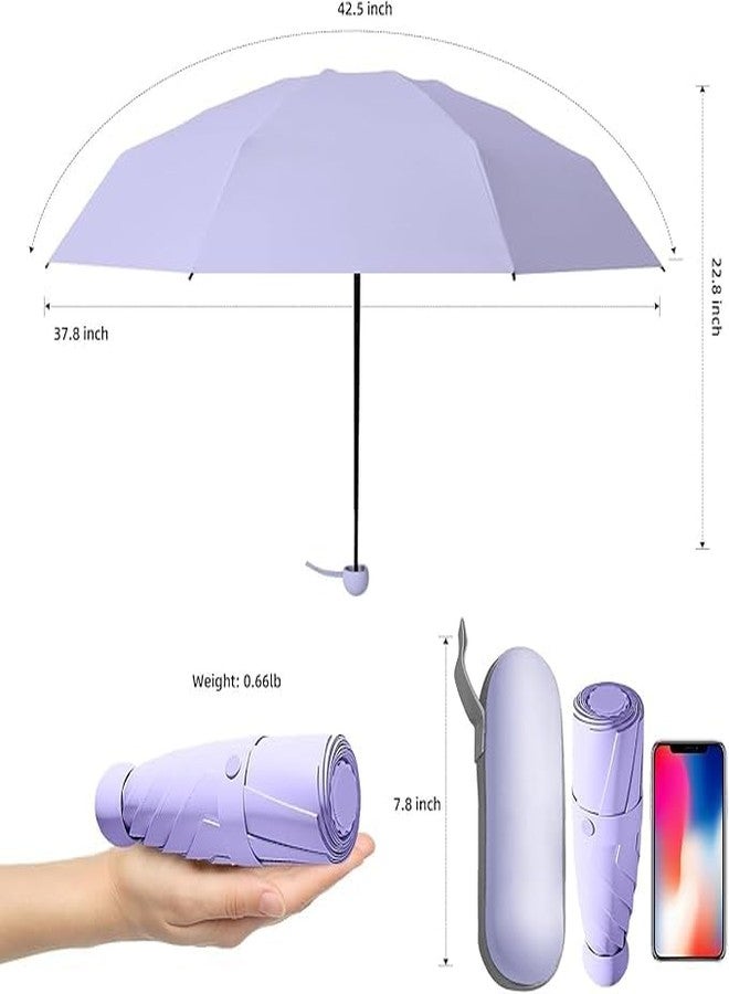 DOXONZ Portable Pocket Umbrella with Pouch Case Lightweight, Foldable, Windproof & UV Coated (Purple) - Image 3
