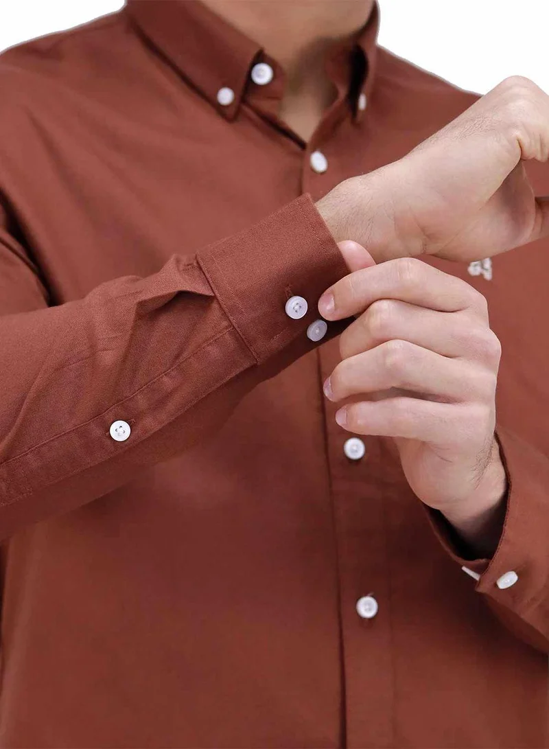 GIORDANO Men's Shirt with Small Lion Embroidery