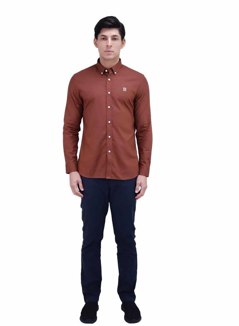GIORDANO Men's Shirt with Small Lion Embroidery