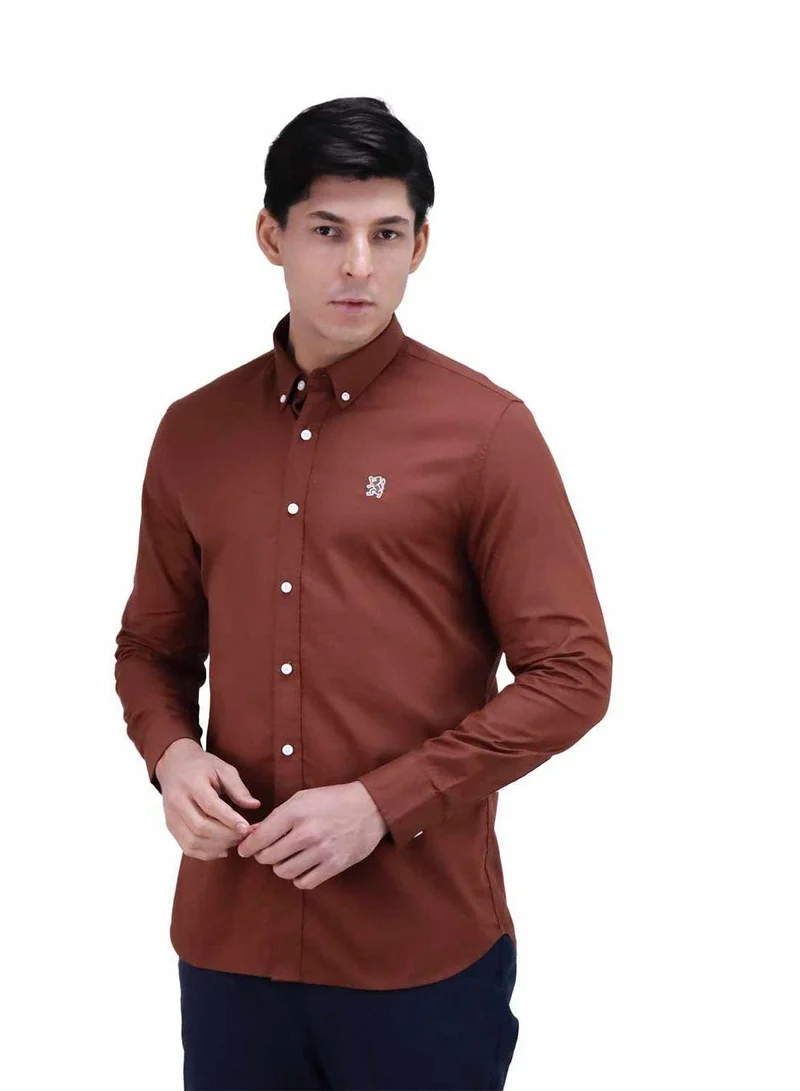 GIORDANO Men's Shirt with Small Lion Embroidery
