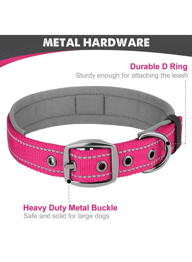 Joytale Joytale Dog Collar for Extra Large Dogs, Neoprene Padded and Adjustable, Reflective Wide Heavy Duty Pet Collars with Durable Metal Belt Buckle for Walking, Hotpink, XL  - Image 5