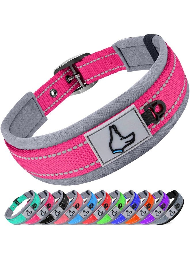 Joytale Joytale Dog Collar for Extra Large Dogs, Neoprene Padded and Adjustable, Reflective Wide Heavy Duty Pet Collars with Durable Metal Belt Buckle for Walking, Hotpink, XL  - Image 1