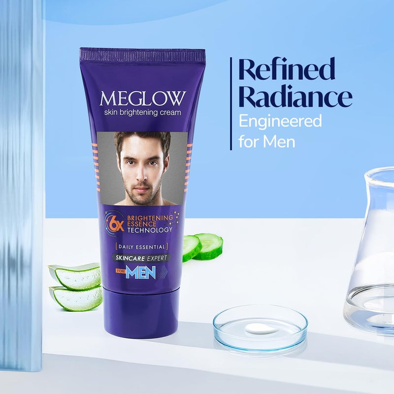 Meglow Skin Brightening Whitening Cream For Men Face Cream For Glowing Skin with Vitamin E Reduces Dark Spots Prevents Pigmentation Pack of 2 30g each - Image 2