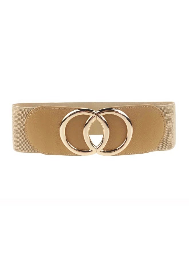Swtddy Women's Elastic Wide Stretchy Waist Cinch Belt Waistband For Dresses, Golden O Design Black+khaki+camel, Suit For Waist Size 36"-45" - Image 2
