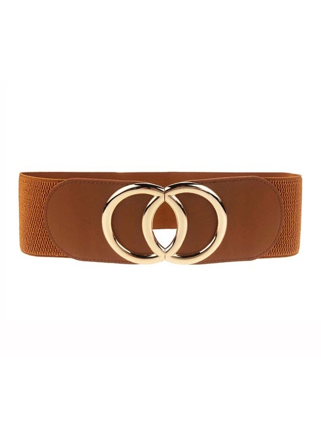 Swtddy Women's Elastic Wide Stretchy Waist Cinch Belt Waistband For Dresses, Golden O Design Black+khaki+camel, Suit For Waist Size 36"-45" - Image 3