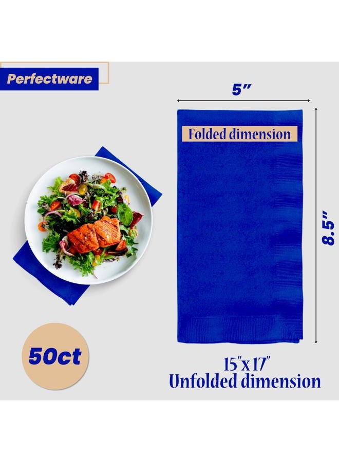 Perfectware 2 Ply Navy Blue Dinner Napkins - Pack of 50ct - Image 2
