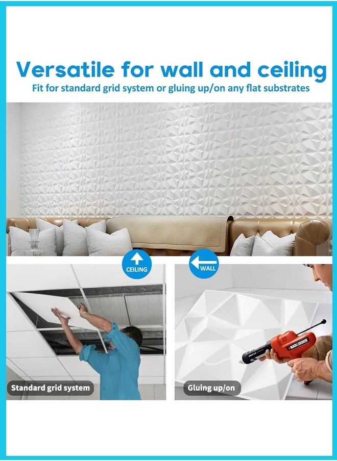 Berma Baby - 3D Wall Panels, Decorative 3D Wall Panels in Diamond Design, PVC 3D Wall Stickers, PVC Textured Wall Panels for Living Room Lobby Bedroom Wall Decor, White, 30 * 30cm - Image 1