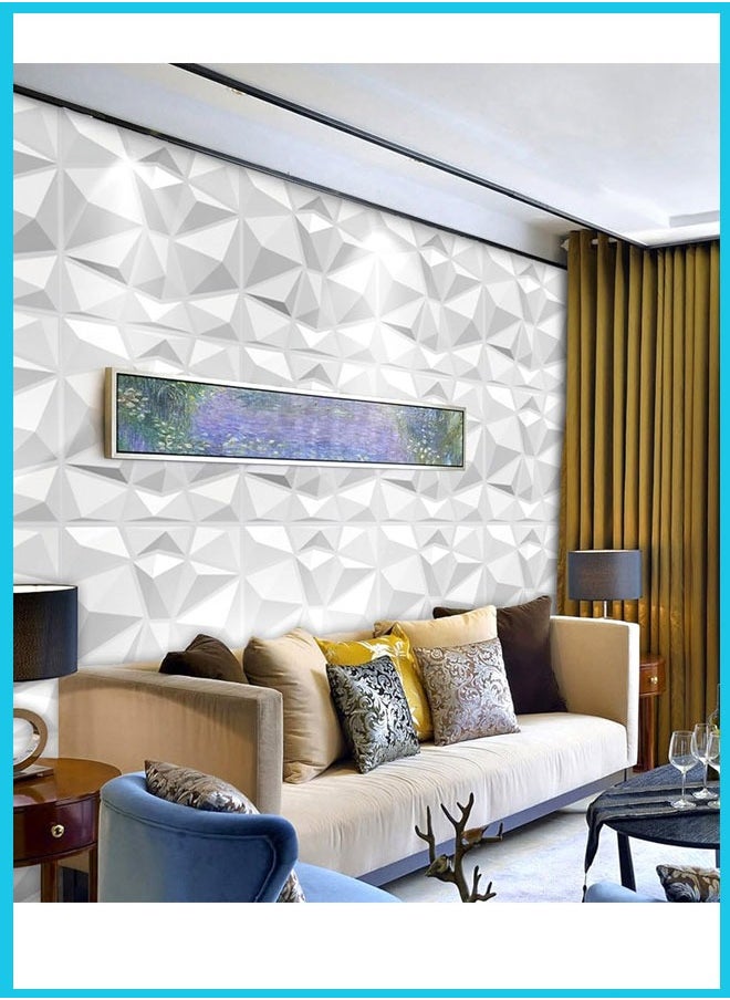 Berma Baby - 3D Wall Panels, Decorative 3D Wall Panels in Diamond Design, PVC 3D Wall Stickers, PVC Textured Wall Panels for Living Room Lobby Bedroom Wall Decor, White, 30 * 30cm - Image 1