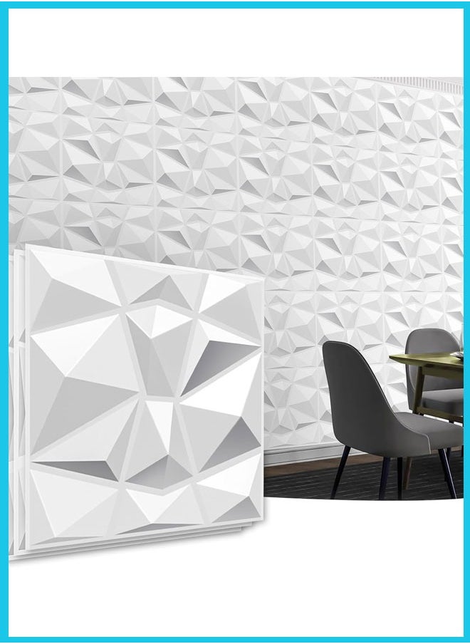 Berma Baby - 3D Wall Panels, Decorative 3D Wall Panels in Diamond Design, PVC 3D Wall Stickers, PVC Textured Wall Panels for Living Room Lobby Bedroom Wall Decor, White, 30 * 30cm - Image 1