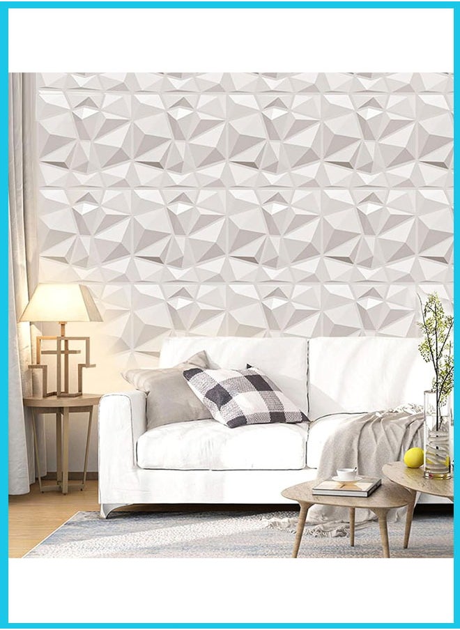 Berma Baby - 3D Wall Panels, Decorative 3D Wall Panels in Diamond Design, PVC 3D Wall Stickers, PVC Textured Wall Panels for Living Room Lobby Bedroom Wall Decor, White, 30 * 30cm - Image 1