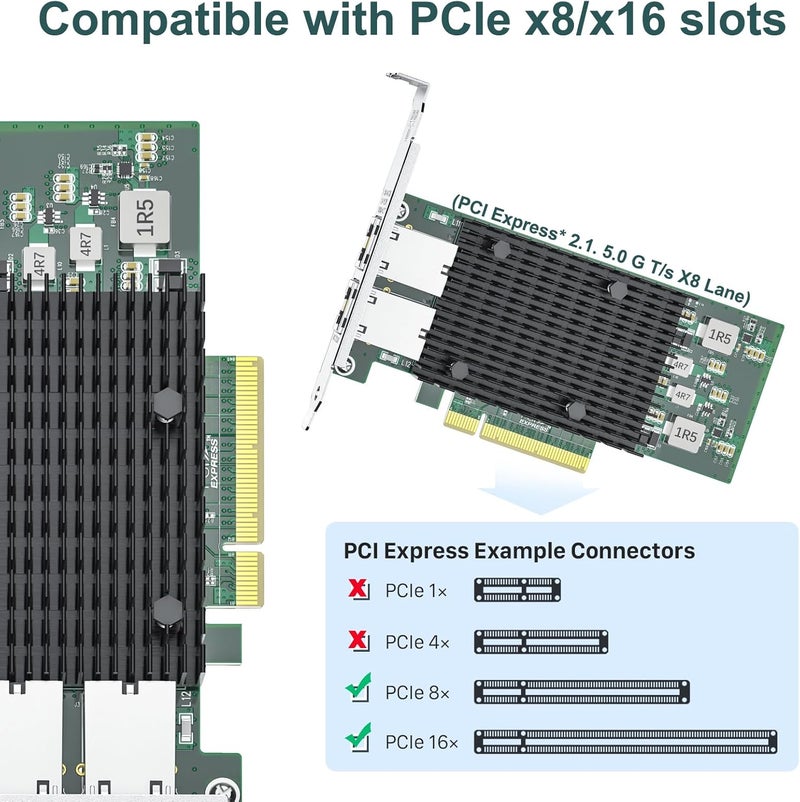 ipolex 10Gb Network Card Intel X540-T2 PCIE NIC Ethernet Card, Dual RJ45 Port, Intel X540-BT2 Controller, 10G Converged Network LAN Adapter, Support Windows/Linux/Vmware/ESX/Freebsd Server - Image 5