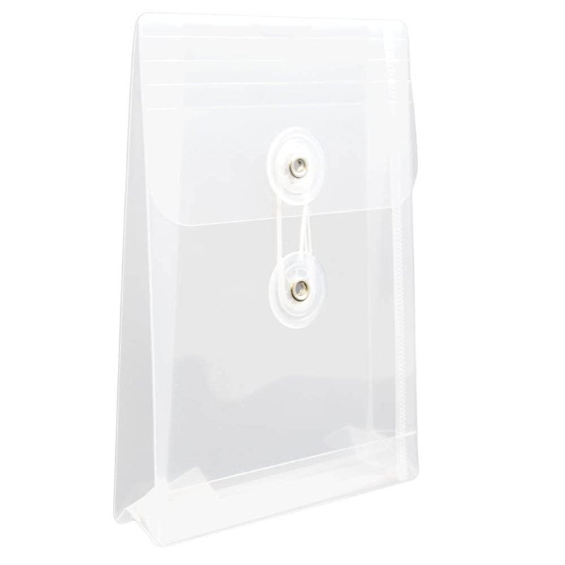 JAM PAPER Plastic Envelopes with Button & String Tie Closure - 4 1/4 x 6 1/4 - Clear - 12/Pack - Image 3