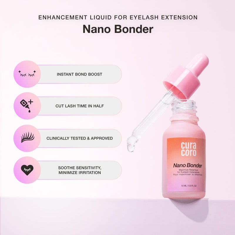 Curacoro Nano Lash Bonder for Eyelash Extensions, Super Bonder for Lash Extension Glue Accelerator, Water & Oil Proof Lash Sealant, Secures Glue Fumes, Longer Retention & Low Irritation (15ml) - Image 3