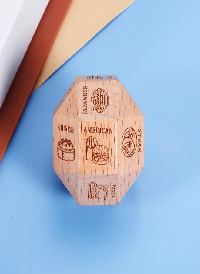 KINMES 5 Year Anniversary Wood Gifts for Him Her - Date Night Idea Anniversary Dice for Husband Wife Boyfriend Girlfriend Funny Gag Food Gifts for Husband Wife Him Her Food Decision Dice 18 Sided - Image 5
