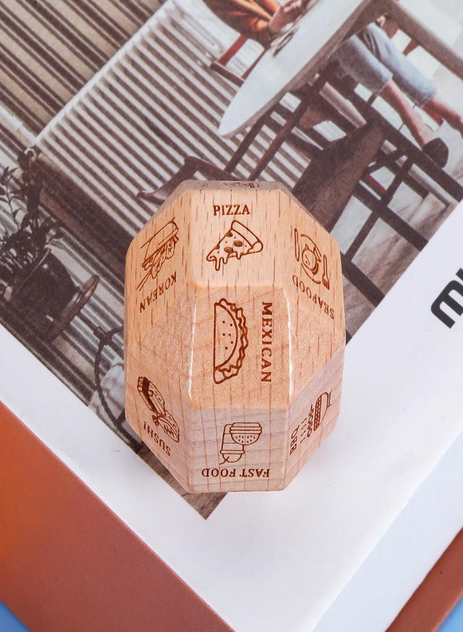 KINMES 5 Year Anniversary Wood Gifts for Him Her - Date Night Idea Anniversary Dice for Husband Wife Boyfriend Girlfriend Funny Gag Food Gifts for Husband Wife Him Her Food Decision Dice 18 Sided - Image 4