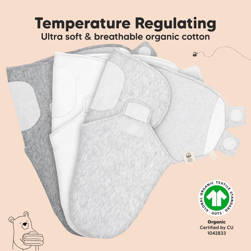 KeaBabies 3-Pack Organic Baby Swaddle Sleep Sacks - Swaddles for Newborns, Infant 3-6 Months, Baby Girls, Boys, Soft & Snug Newborn Sleep Sack, Nursery Swaddling Blankets (Cloud, L) - Image 4