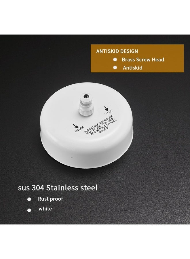 BESy Retractable Clothesline SUS304 Stainless Steel Clothes Dryer with Adjustable Stainless Steel Rope String Hotel Style Heavy Duty,9.2 Feets,White Finish, Round Style - Image 2