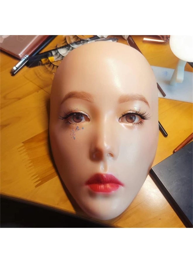 جينتشينياو لوح وجه ثلاثي الابعاد للتدريب على وضع المكياج، وجه مانيكان من السيليكون، قابل لاعادة الاستخدام للمبتدئين للتدريب على مكياج العيون والوجه والعينين (لوح مكياج كامل للوجه، ابيض) - Image 2