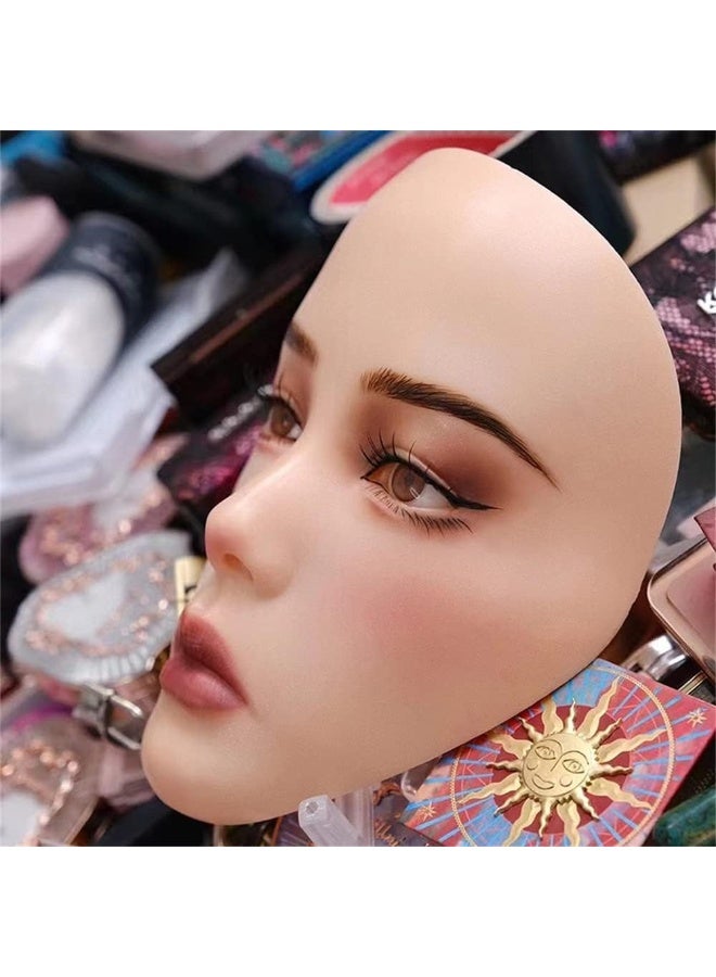 جينتشينياو لوح وجه ثلاثي الابعاد للتدريب على وضع المكياج، وجه مانيكان من السيليكون، قابل لاعادة الاستخدام للمبتدئين للتدريب على مكياج العيون والوجه والعينين (لوح مكياج كامل للوجه، ابيض) - Image 5