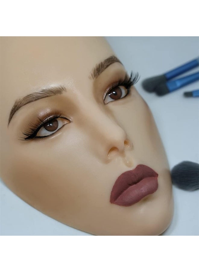 جينتشينياو لوح وجه ثلاثي الابعاد للتدريب على وضع المكياج، وجه مانيكان من السيليكون، قابل لاعادة الاستخدام للمبتدئين للتدريب على مكياج العيون والوجه والعينين (لوح مكياج كامل للوجه، ابيض) - Image 4