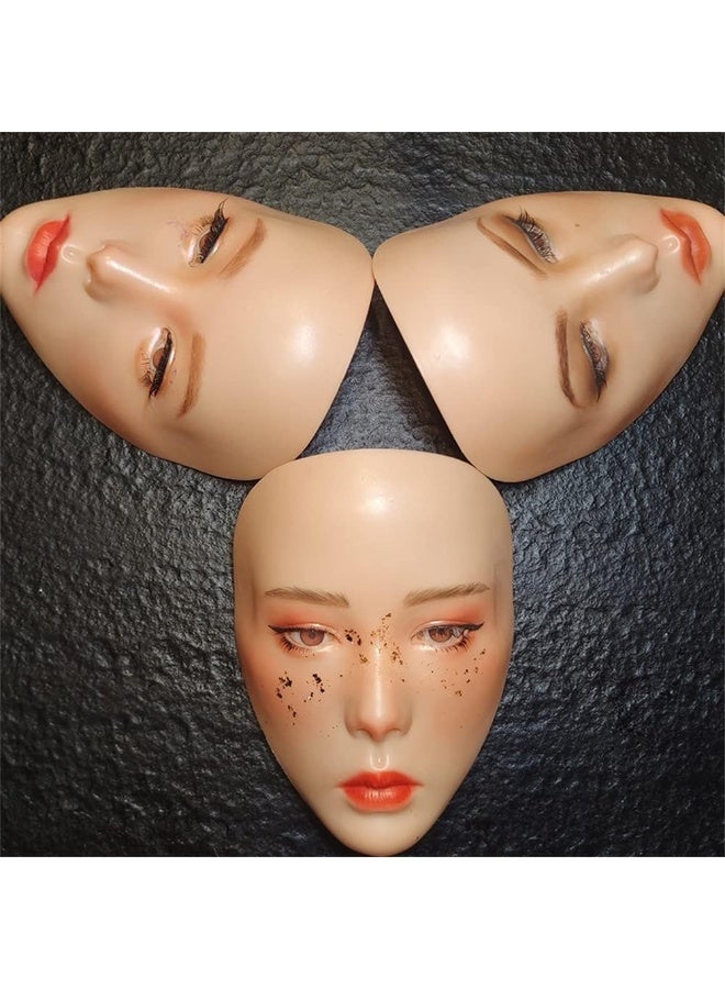 جينتشينياو لوح وجه ثلاثي الابعاد للتدريب على وضع المكياج، وجه مانيكان من السيليكون، قابل لاعادة الاستخدام للمبتدئين للتدريب على مكياج العيون والوجه والعينين (لوح مكياج كامل للوجه، ابيض) - Image 3