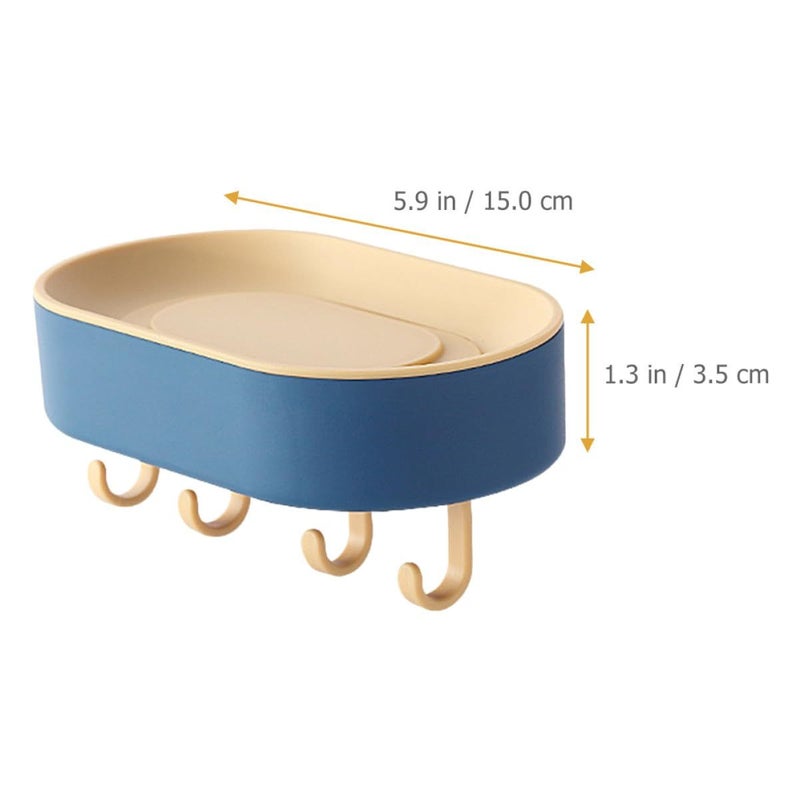 4Pcs Adhesive Plastic Soap Holder Set With Hooks Draining Dish Rack For Bathroom Kitchen No Drill Installation - Image 3