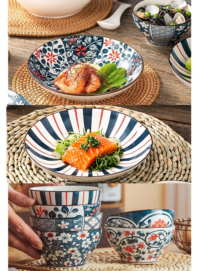 Warme 14PCS Premium Kitchen Dinnerware Gift Set Dishwasher Safe Decorative bowl Set Ceramic Complete Dinner Plates Set Ceramic Dinner Set Apply To Soup Pasta Salad Perfect for 6 Persons  (2 Plate 6 Bowls 6 Soup Spoon) - Image 3