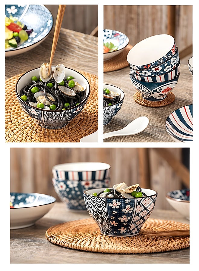 Warme 14PCS Premium Kitchen Dinnerware Gift Set Dishwasher Safe Decorative bowl Set Ceramic Complete Dinner Plates Set Ceramic Dinner Set Apply To Soup Pasta Salad Perfect for 6 Persons  (2 Plate 6 Bowls 6 Soup Spoon) - Image 4