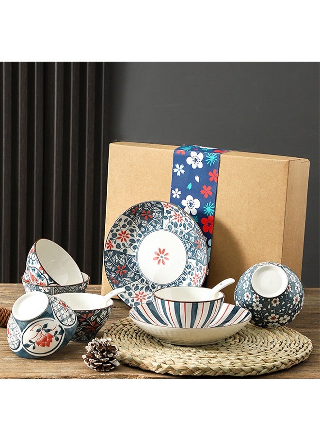 Warme 14PCS Premium Kitchen Dinnerware Gift Set Dishwasher Safe Decorative bowl Set Ceramic Complete Dinner Plates Set Ceramic Dinner Set Apply To Soup Pasta Salad Perfect for 6 Persons  (2 Plate 6 Bowls 6 Soup Spoon) - Image 2
