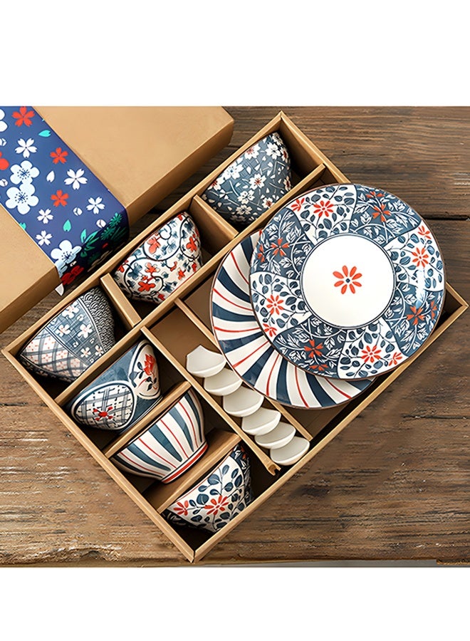 Warme 14PCS Premium Kitchen Dinnerware Gift Set Dishwasher Safe Decorative bowl Set Ceramic Complete Dinner Plates Set Ceramic Dinner Set Apply To Soup Pasta Salad Perfect for 6 Persons  (2 Plate 6 Bowls 6 Soup Spoon) - Image 1