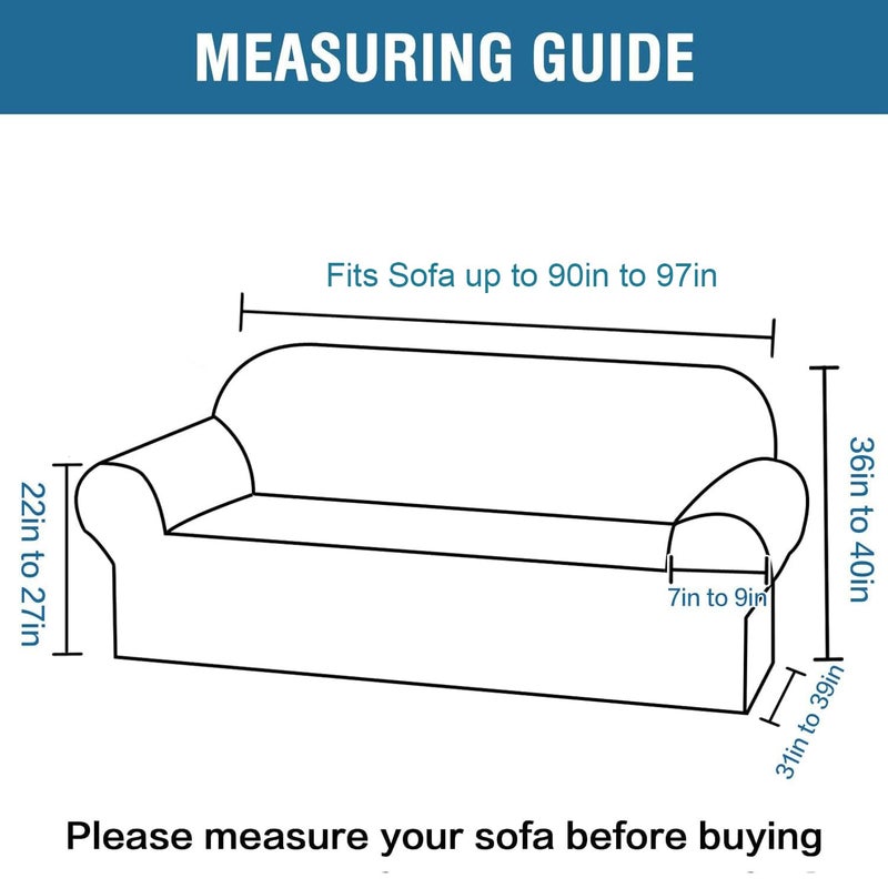 H.VERSAILTEX Stretch Velvet Sofa Covers for 3 Cushion Couch Covers Furniture Protector Soft with Non Slip Elastic Bottom  Crafted from Thick Comfy Rich Velour (Large Sofa 90""-97""  Sea Grass) - Image 2
