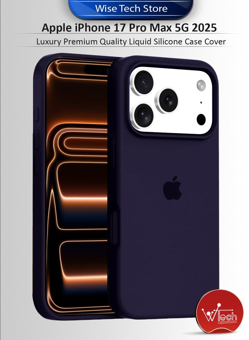 Wtech Apple iPhone 17 Pro Max 5G 2025 Luxury Premium Quality Liquid Silicone Case Cover (MCRPSN) - Eggplant Purple & Apple iPhone 17 Pro Max 5G 2025 Premium Nano Ceramic Full Glue Full Cover Matte Flexible Screen Protector (MSCNMN) - Clear/Black Bundle - Image 2