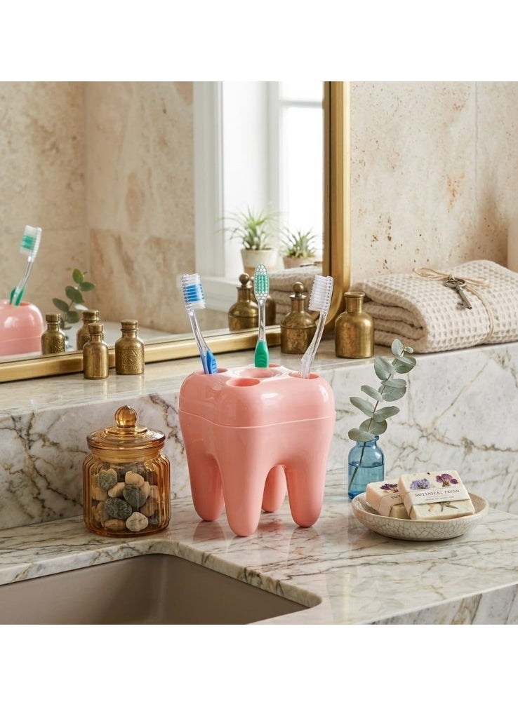 Toothbrush and Razor Holder – Creative & Trendy Molar Shape Adds Fun and Attractive Touch to Your Bathroom with Practical Design for Organized and Clean Storage for Daily Use (Cashmere) - Image 3