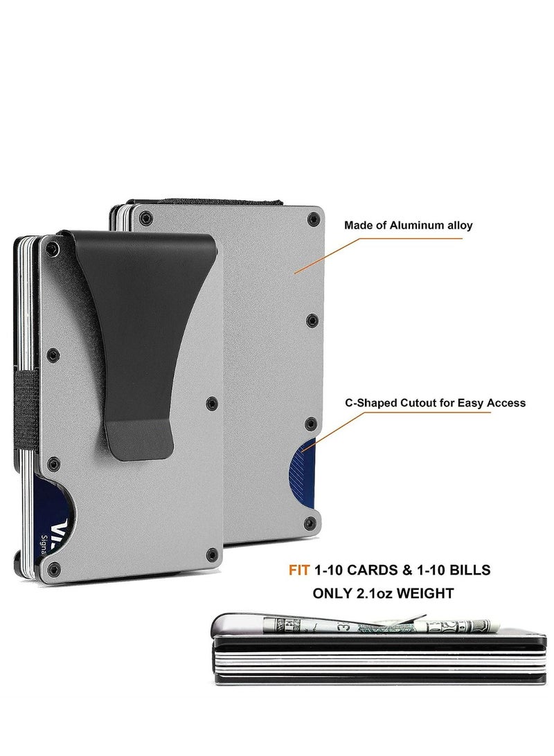 Minimalist Wallets for Men - Mens Slim Metal Wallet with Money Clip - Front Pocket RFID Blocking Aluminum Credit Card Holder for Travel Business  - Image 3