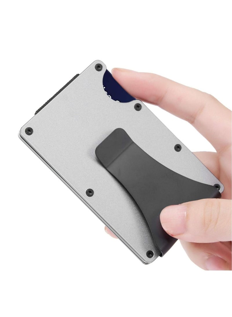 Minimalist Wallets for Men - Mens Slim Metal Wallet with Money Clip - Front Pocket RFID Blocking Aluminum Credit Card Holder for Travel Business  - Image 5