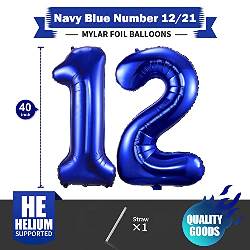 BBPOOL Navy Blue 12 Balloon Numbers40 Inch Dark Blue 12 or 21 Birthday Balloons Large Foil Mylar Balloons Number 12 for Birthday Party Anniversary Decorations - Image 5