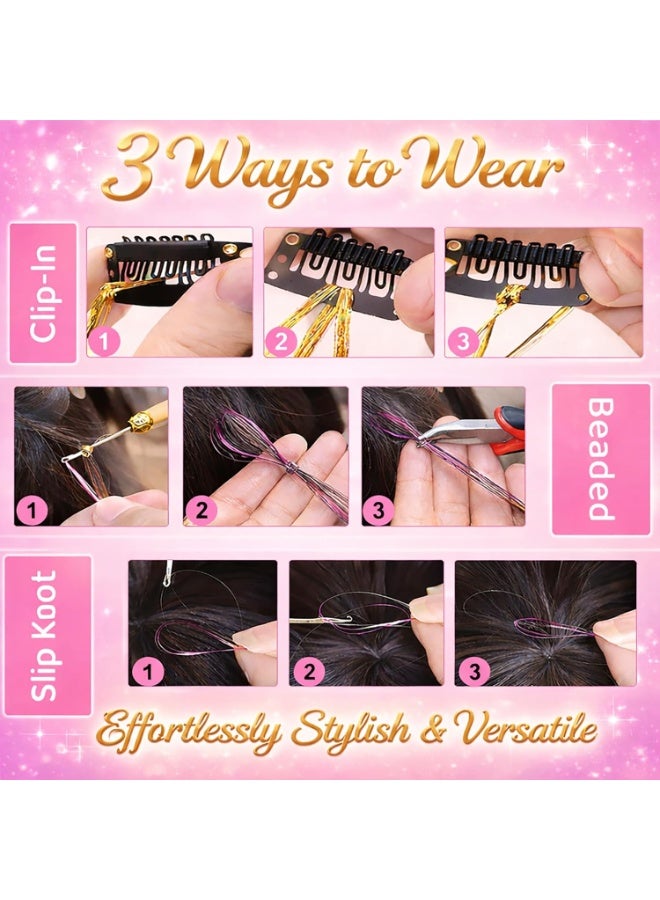 ATRJSZ Hair Tinsel, 22 Colors Fairy Hair Tinsel Kit for Girls Women 48 Inch 8800 Strands with Tools Hair Accessories Glitter Tinsel Hair Extensions for Party Festival Christmas (22 Colors Hair Tinsel Kit) - Image 5