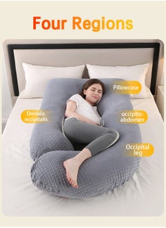 LEOKOR Maternity Pillow, U Shaped Pregnancy Pillow Crystal Velvet with Removable Cover Full Body Pillow Support for Back, Hips, Legs, Belly  - Image 2