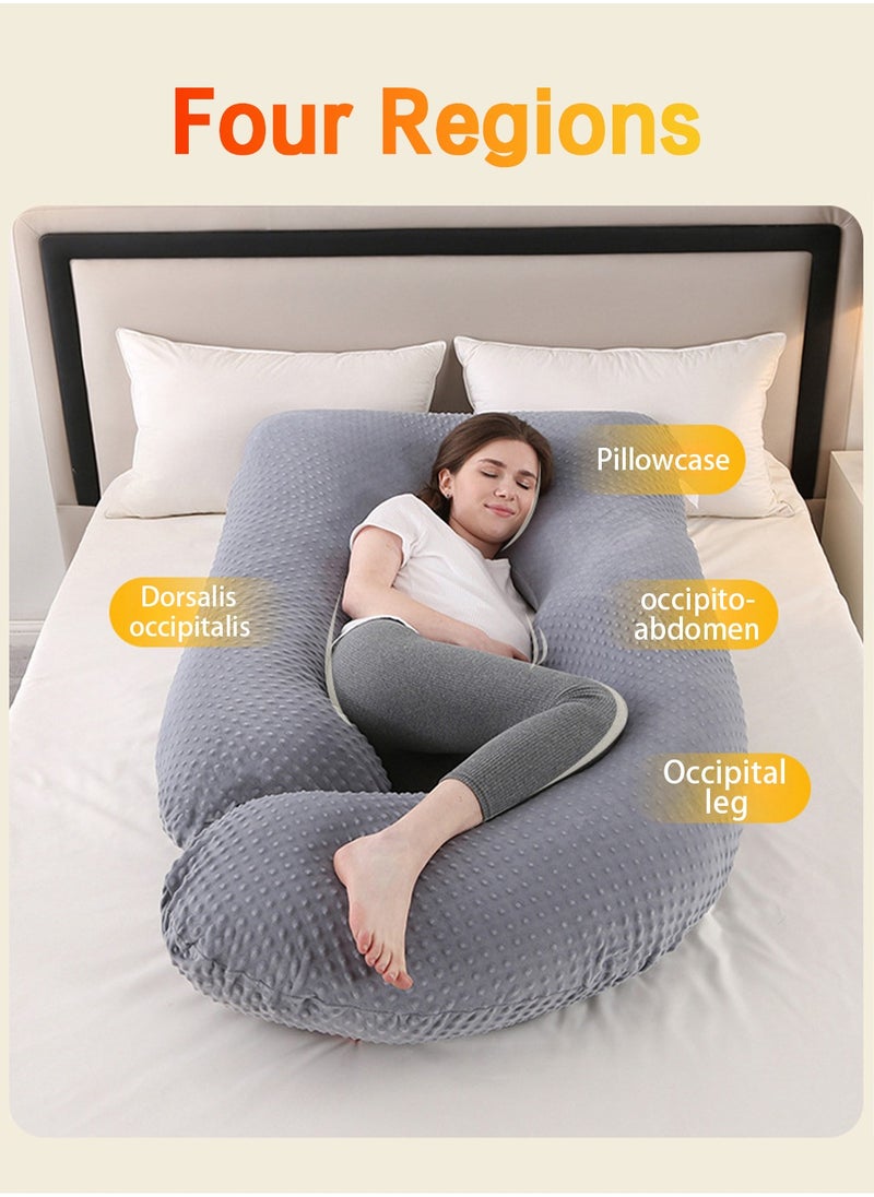 LEOKOR Maternity Pillow, U Shaped Pregnancy Pillow Crystal Velvet with Removable Cover Full Body Pillow Support for Back, Hips, Legs, Belly  - Image 2