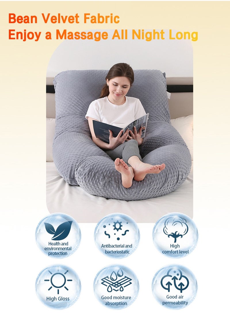 LEOKOR Maternity Pillow, U Shaped Pregnancy Pillow Crystal Velvet with Removable Cover Full Body Pillow Support for Back, Hips, Legs, Belly  - Image 4