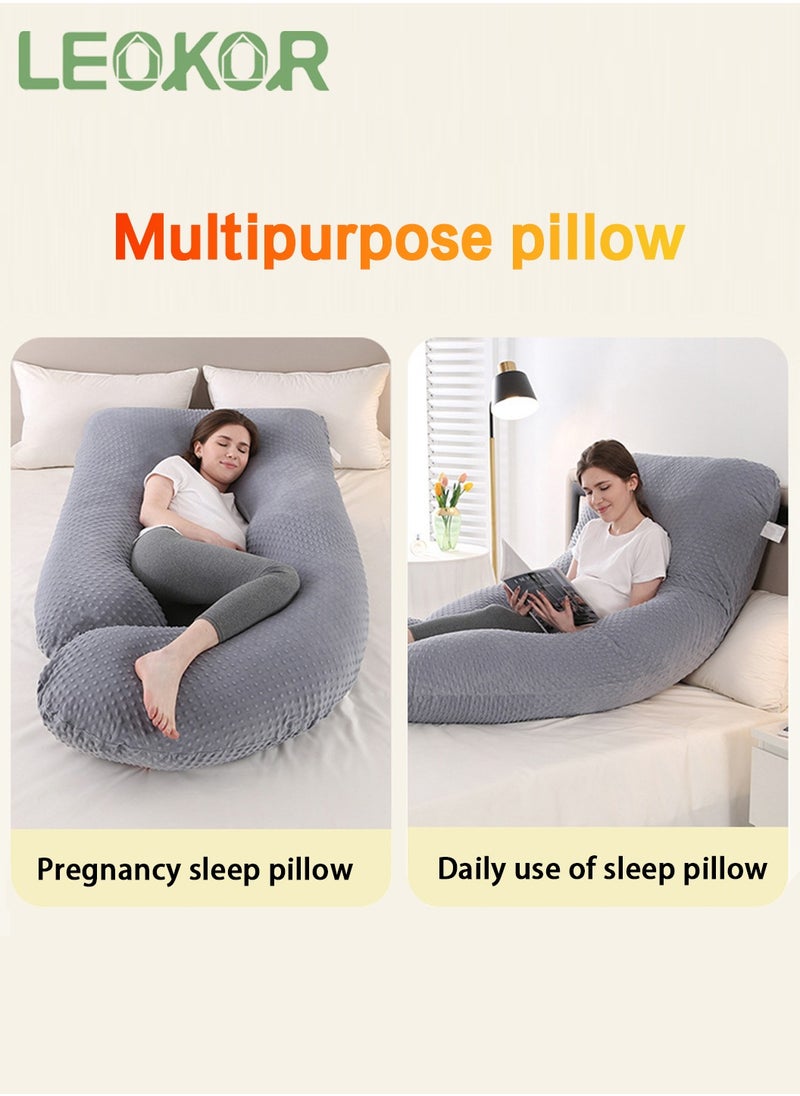 LEOKOR Maternity Pillow, U Shaped Pregnancy Pillow Crystal Velvet with Removable Cover Full Body Pillow Support for Back, Hips, Legs, Belly  - Image 5