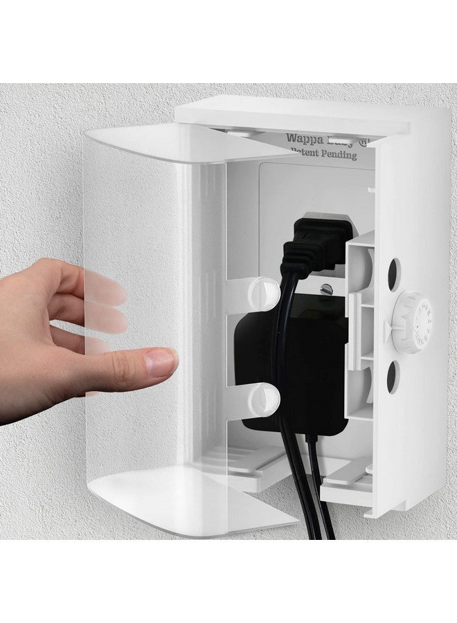 Wappa Baby Clear Outlet Cover Box [Patented] Double Lock For Much Better Toddler Proofing, Easier Operation, Simple 3 Step Install With Included Screws. Provides Extra Space Inside For Plugs - Image 1