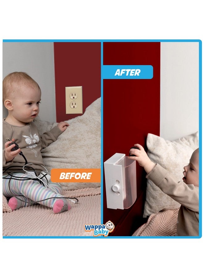 Wappa Baby Clear Outlet Cover Box [Patented] Double Lock For Much Better Toddler Proofing, Easier Operation, Simple 3 Step Install With Included Screws. Provides Extra Space Inside For Plugs - Image 2