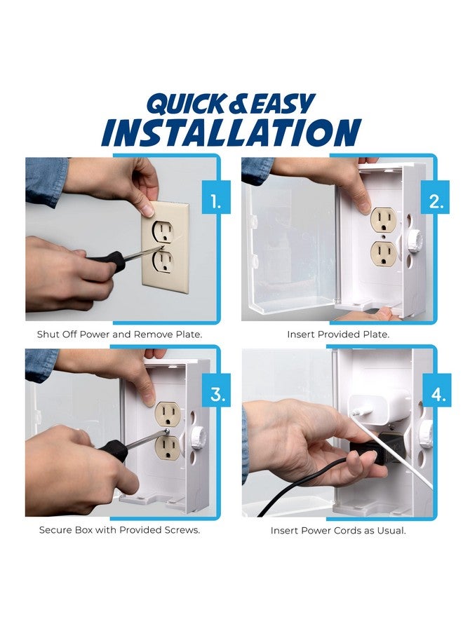 Wappa Baby Clear Outlet Cover Box [Patented] Double Lock For Much Better Toddler Proofing, Easier Operation, Simple 3 Step Install With Included Screws. Provides Extra Space Inside For Plugs - Image 5