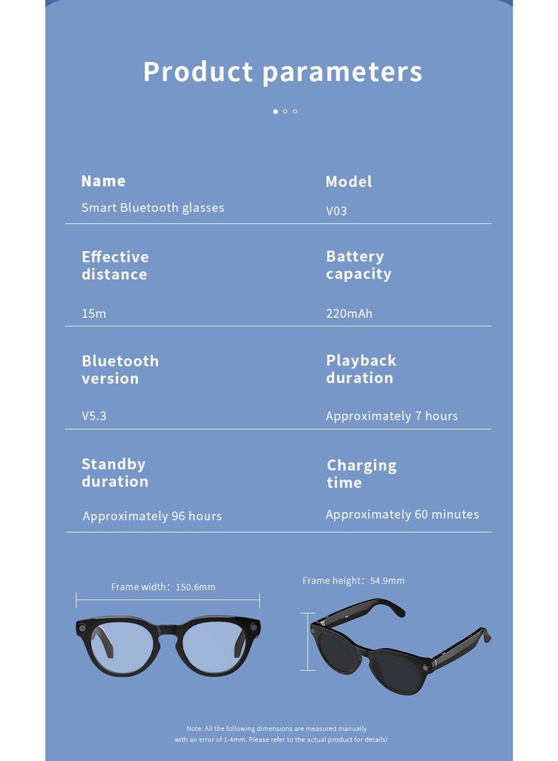 زيسيث نظارات ذكية حماية من الضوء الأزرق ZESITH، كاميرا 800 وات سعة تخزين 32 جيجابايت، تدعم التقاط الصور وتسجيل الفيديوهات - Image 5