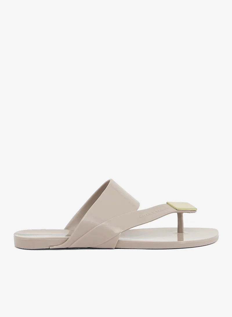 Zen Metal Women'S Anti Slip Sole With Crossed Front Design - Beige