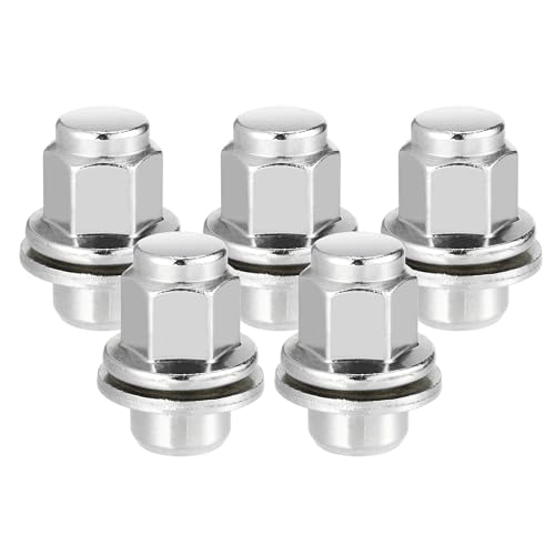 VekAuto 5 Pcs Wheel Lug Nuts Compatible for Jaguar XF XJ XE, Durable M12 x 1.5 Carbon Steel Silver Tone Tire Lugnuts - Image 1